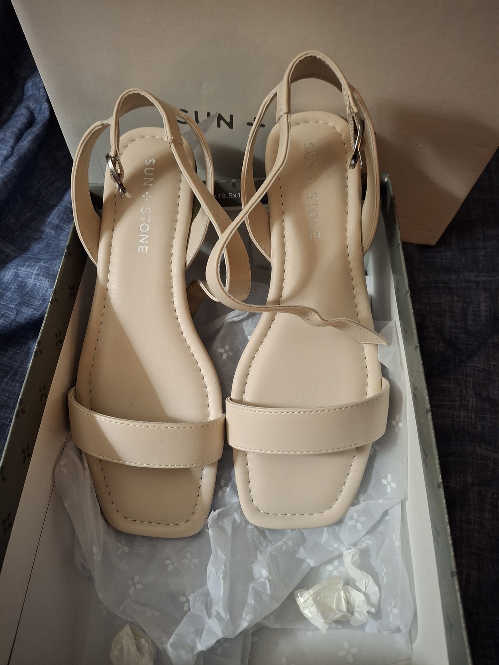 Sun + Stone Cream Slingback Sandals